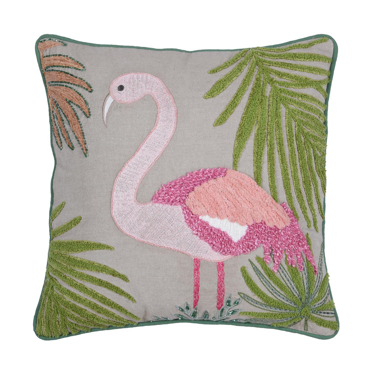 Flamingo Cotton Cushion Cover- Multicolor