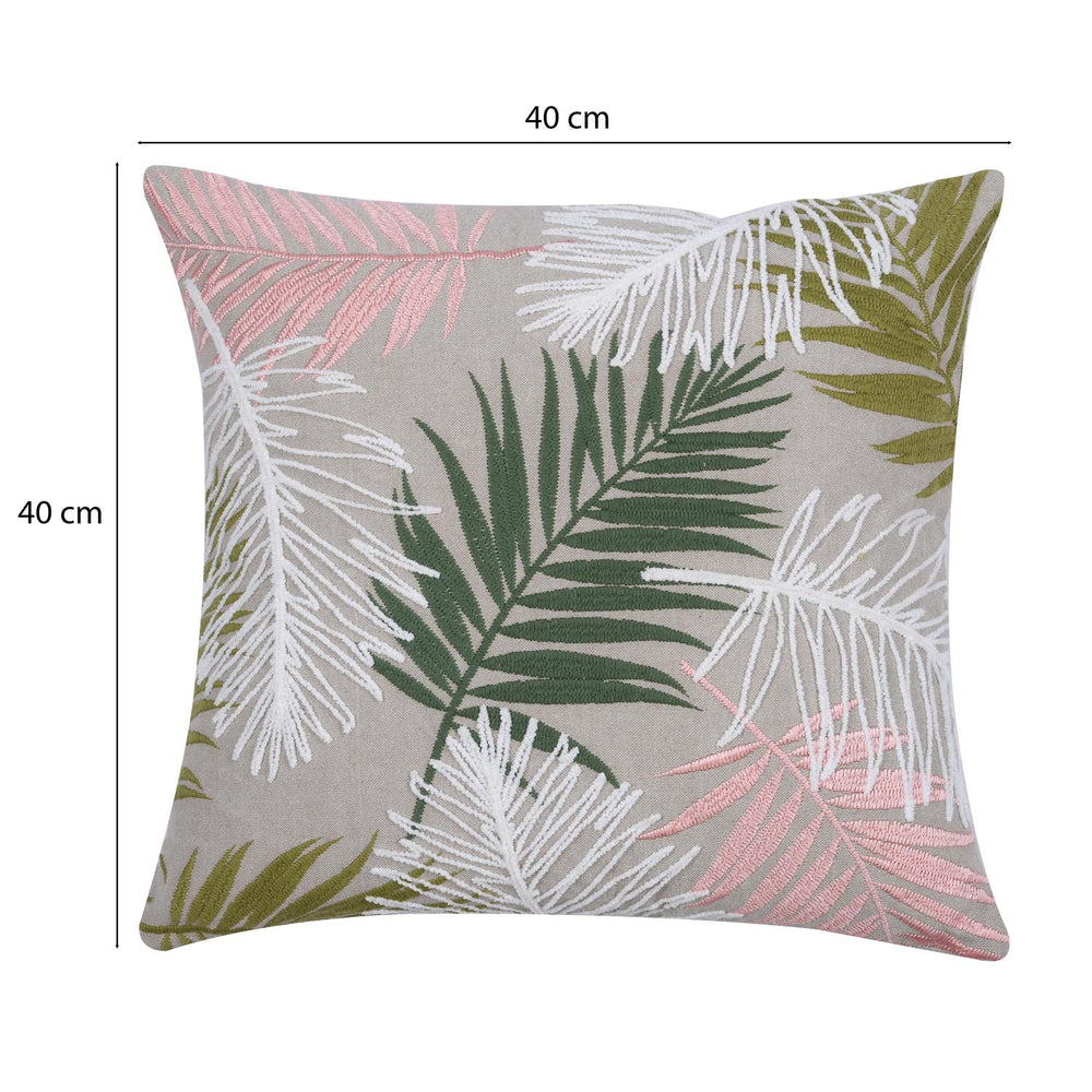 Palm Leaf Cotton Cushion Cover- Multicolor