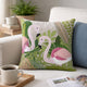 Flamingo Pair Cotton Cushion Cover- Multicolor