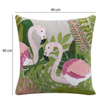 Flamingo Pair Cotton Cushion Cover- Multicolor