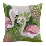 Flamingo Pair Cotton Cushion Cover- Multicolor