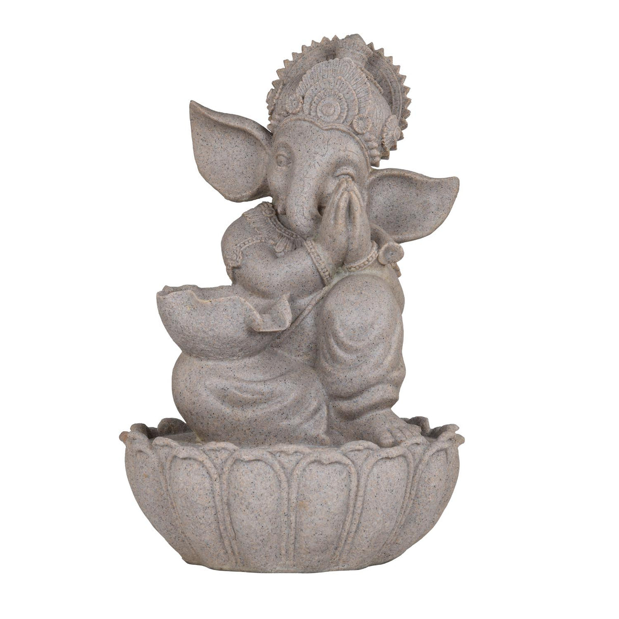 Ganesha Polyresin Decorative Table Top Water Fountain- Sand Brown