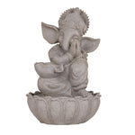 Ganesha Polyresin Decorative Table Top Water Fountain- Sand Brown