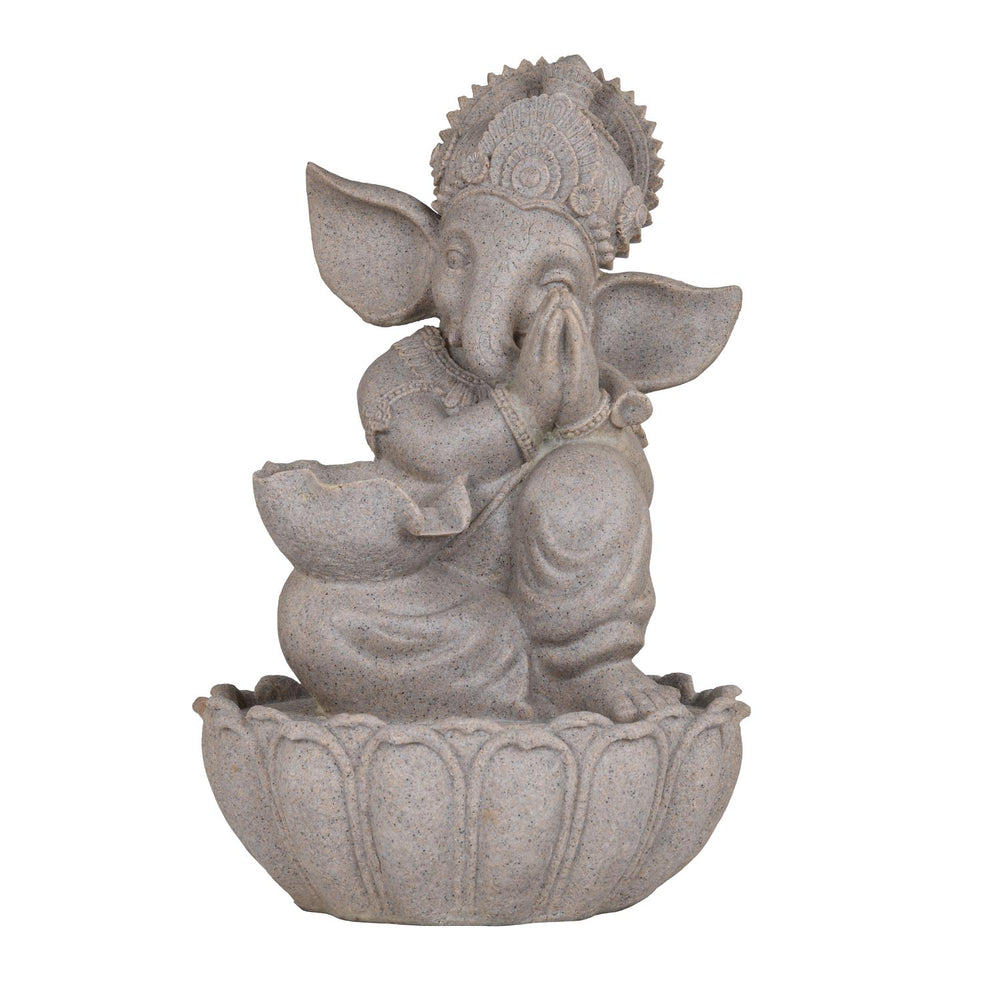 Ganesha Polyresin Decorative Table Top Water Fountain- Sand Brown