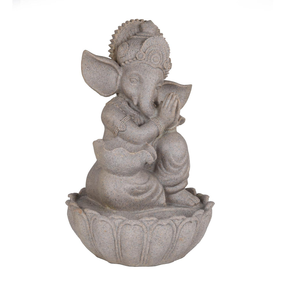 Ganesha Polyresin Decorative Table Top Water Fountain- Sand Brown