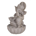 Ganesha Polyresin Decorative Table Top Water Fountain- Sand Brown