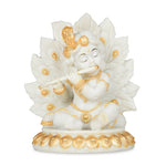 Decorative Marble Krishna Showpiece- White and Gold
