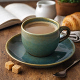 Glaze 180 ml Cup and Saucer- Green