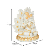 Decorative Marble Krishna Showpiece- White and Gold