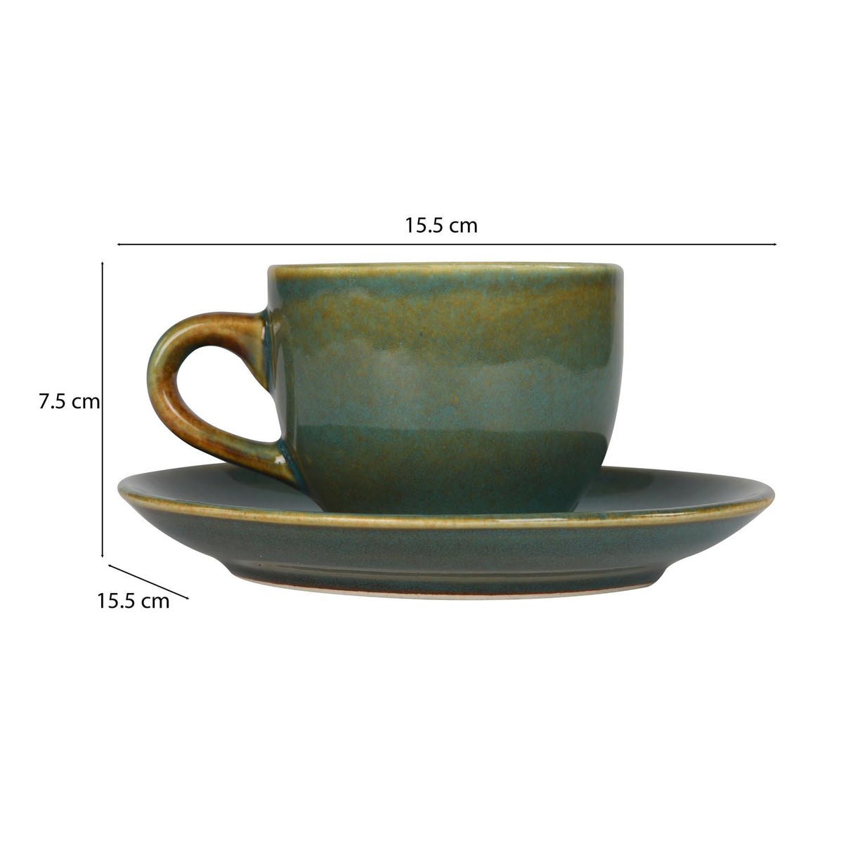 Glaze 180 ml Cup and Saucer- Green