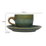 Glaze 180 ml Cup and Saucer- Green