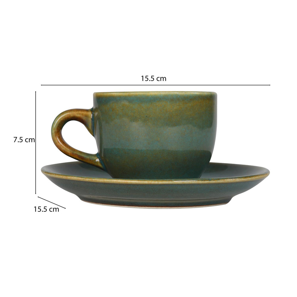 Glaze 180 ml Cup and Saucer- Green