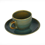 Glaze 180 ml Cup and Saucer- Green