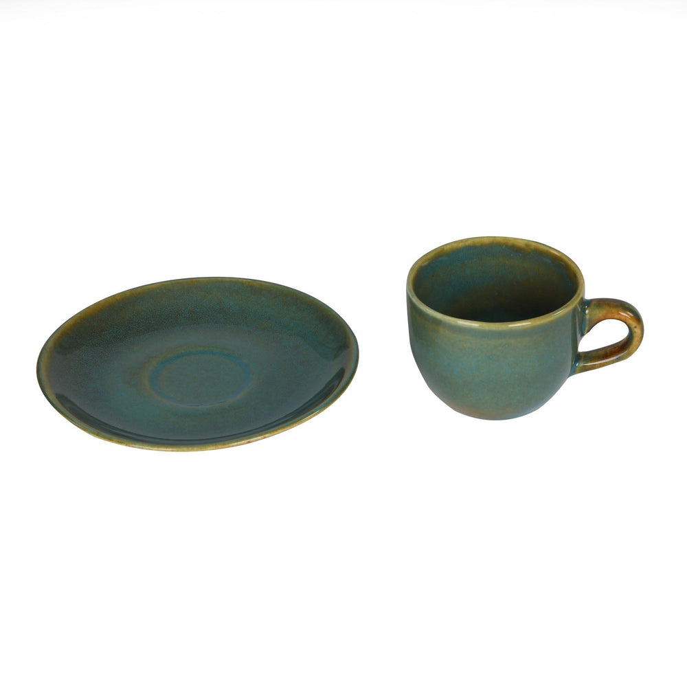 Glaze 180 ml Cup and Saucer- Green