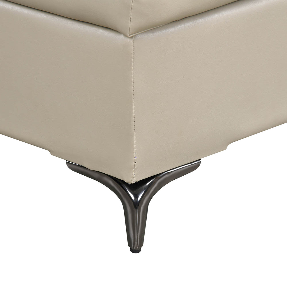 Infinia 3+3+1 Seater Leatherette Sofa Set with Right Corner Sofa and Rectangle Console- Beige