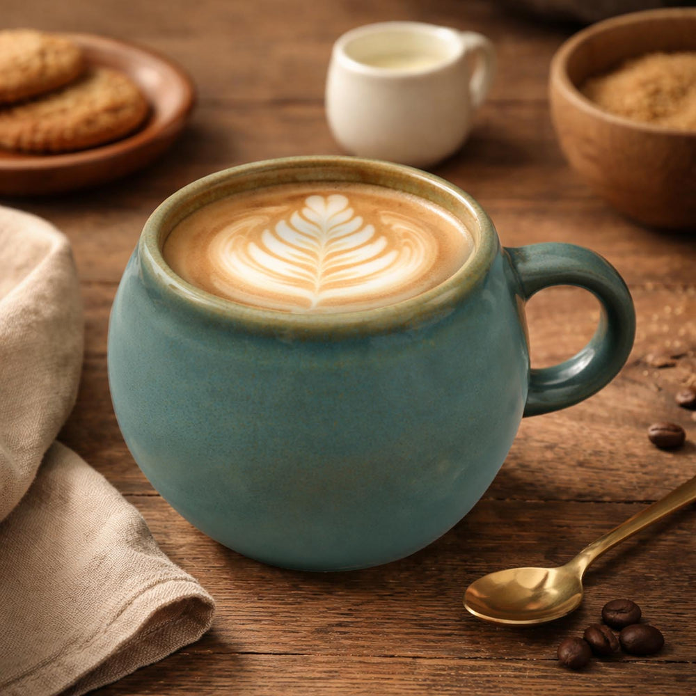 Glaze 330ml Oval Stoneware Coffee Mug- Green