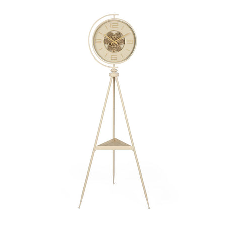 Moving Gear Floor Clock- Beige and Gold