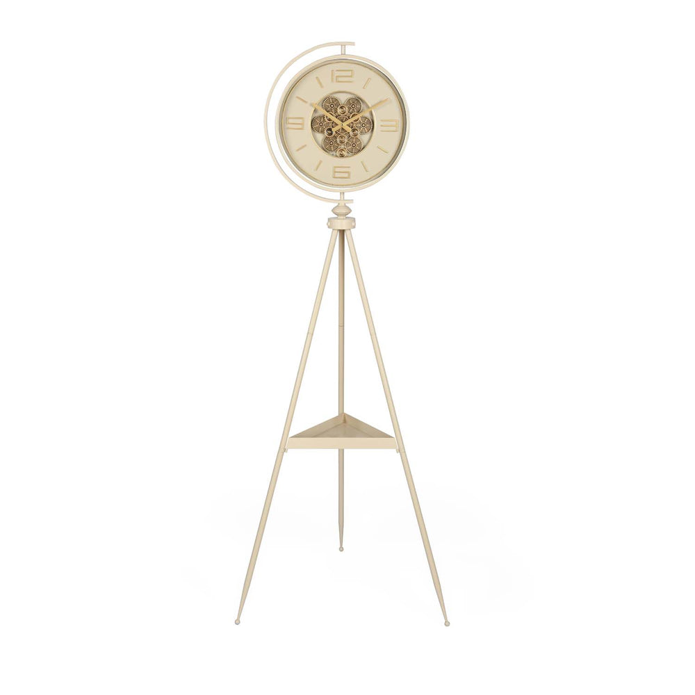 Moving Gear Floor Clock- Beige and Gold