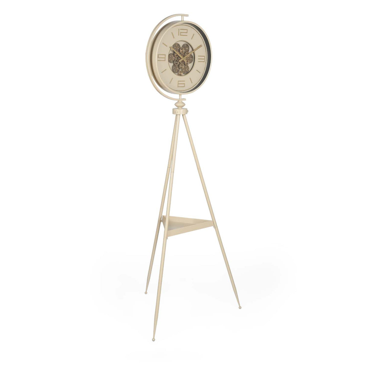 Moving Gear Floor Clock- Beige and Gold