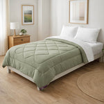 Polyester Reversible Solid Single Comforter- Green