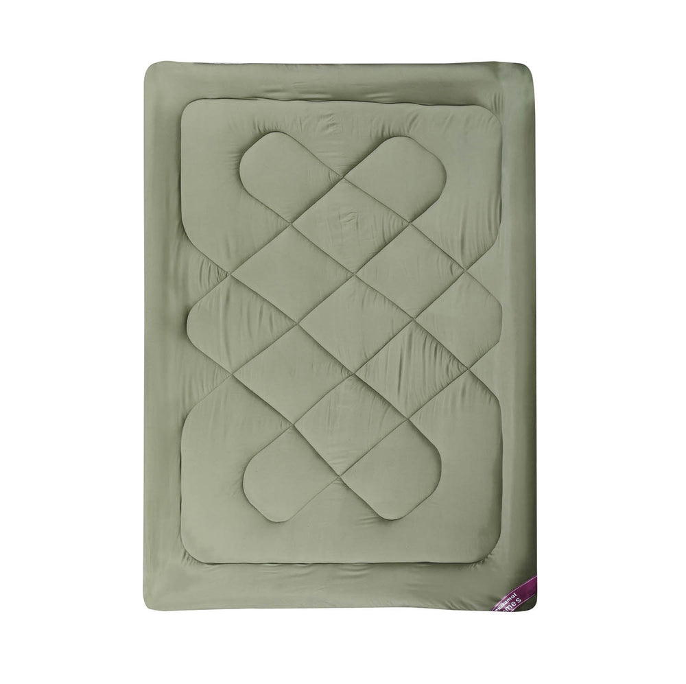 Polyester Reversible Solid Single Comforter- Green