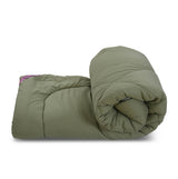 Polyester Reversible Solid Single Comforter- Green