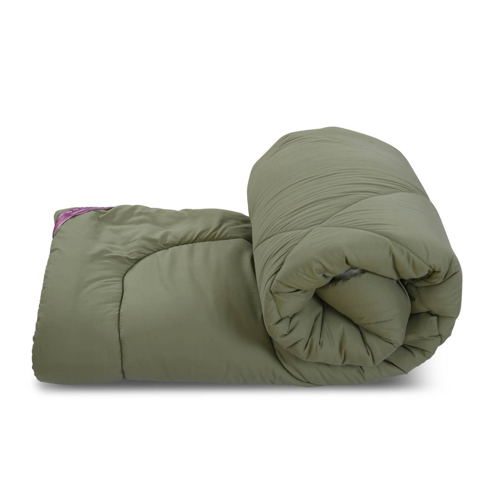 Polyester Reversible Solid Single Comforter- Green