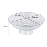 Abstract Design Footed Glass Serving Bowl- Transparent