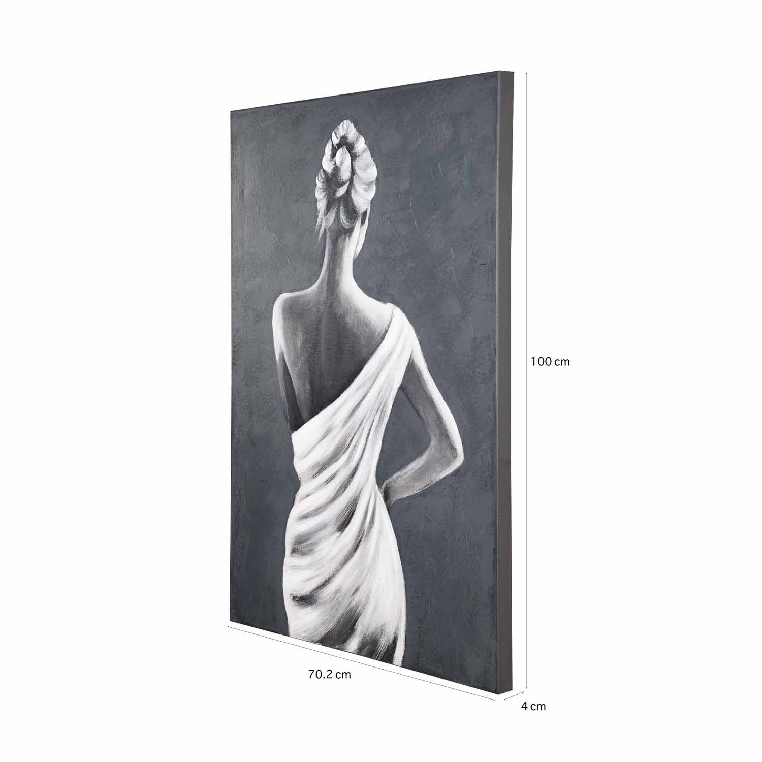 Woman Posing Canvas Wall Painting- Black and White