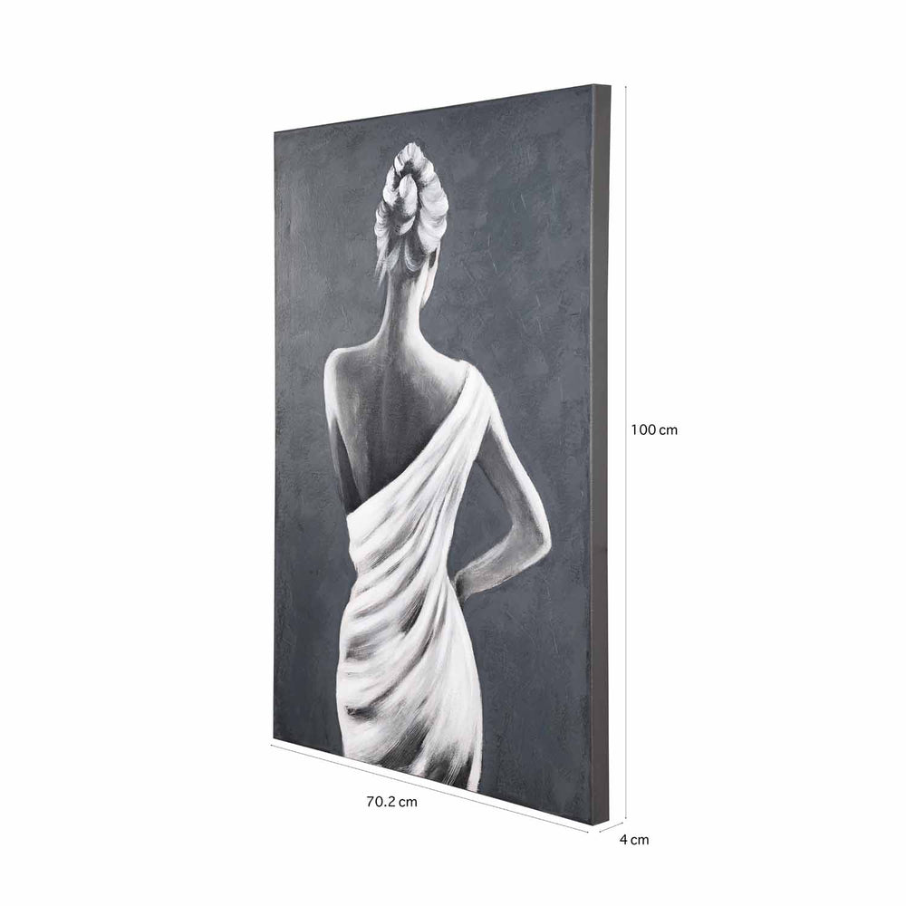 Woman Posing Canvas Wall Painting- Black and White