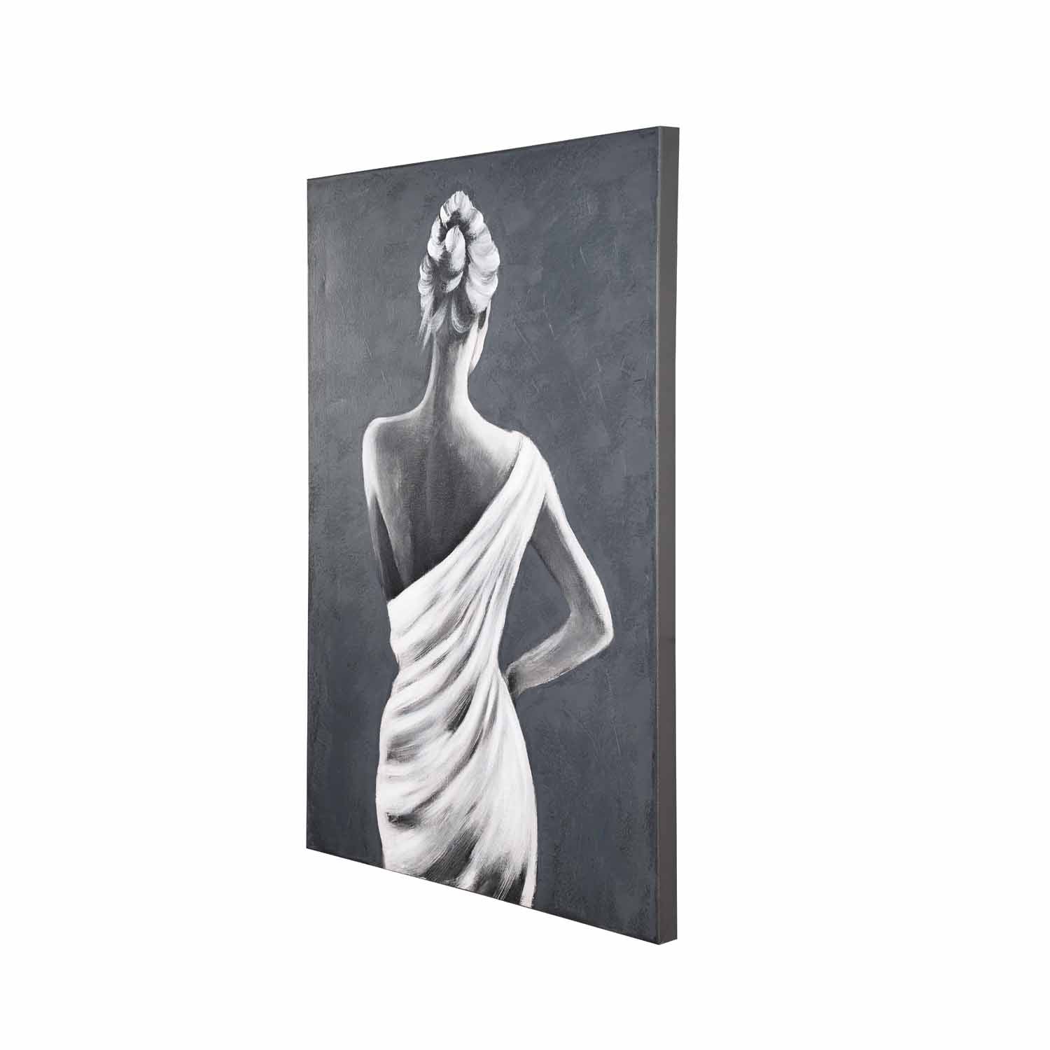 Woman Posing Canvas Wall Painting- Black and White