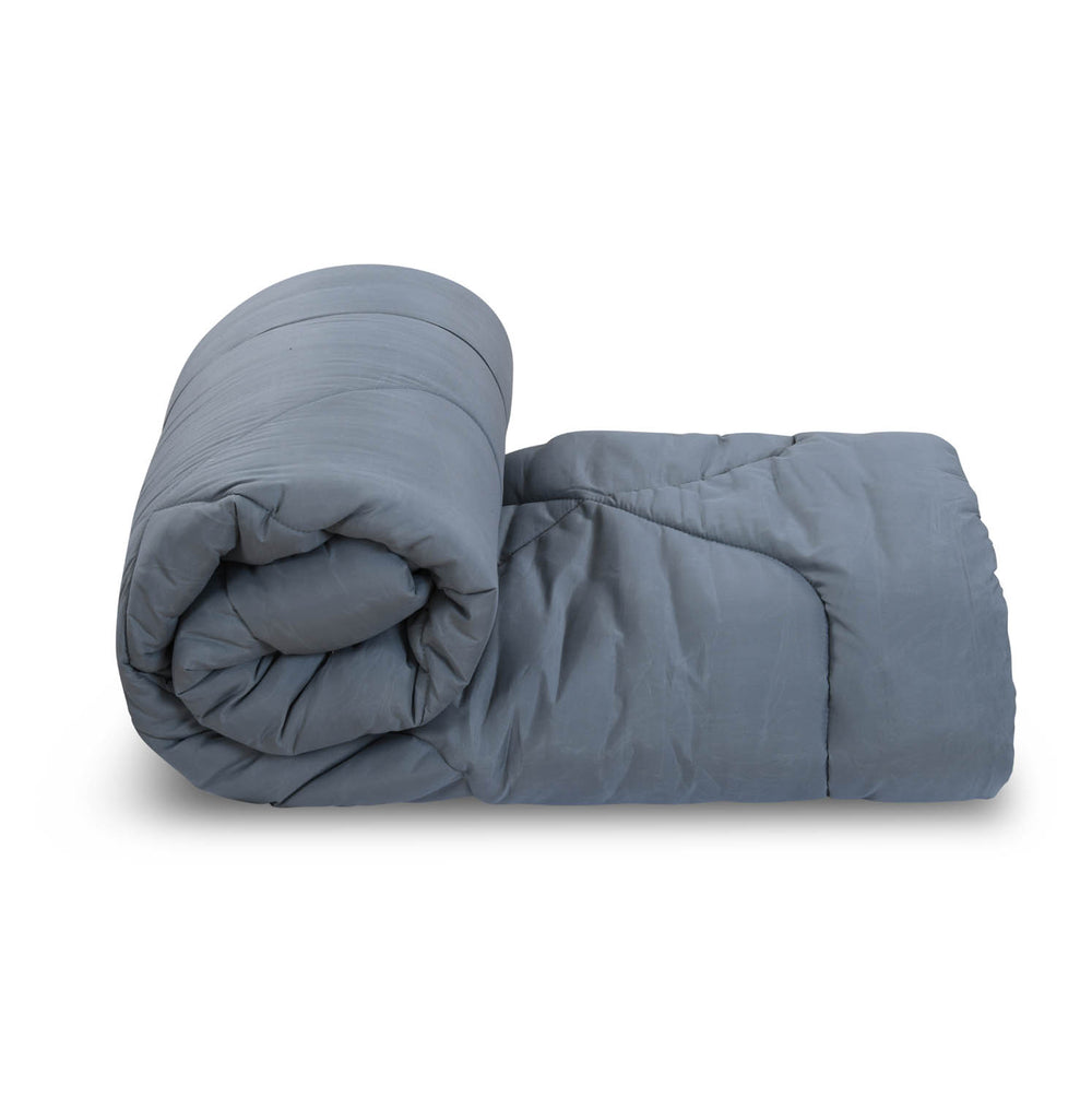 Polyester Reversible Solid Double Comforter- Grey