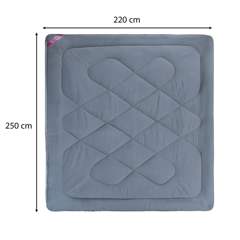 Polyester Reversible Solid Double Comforter- Grey