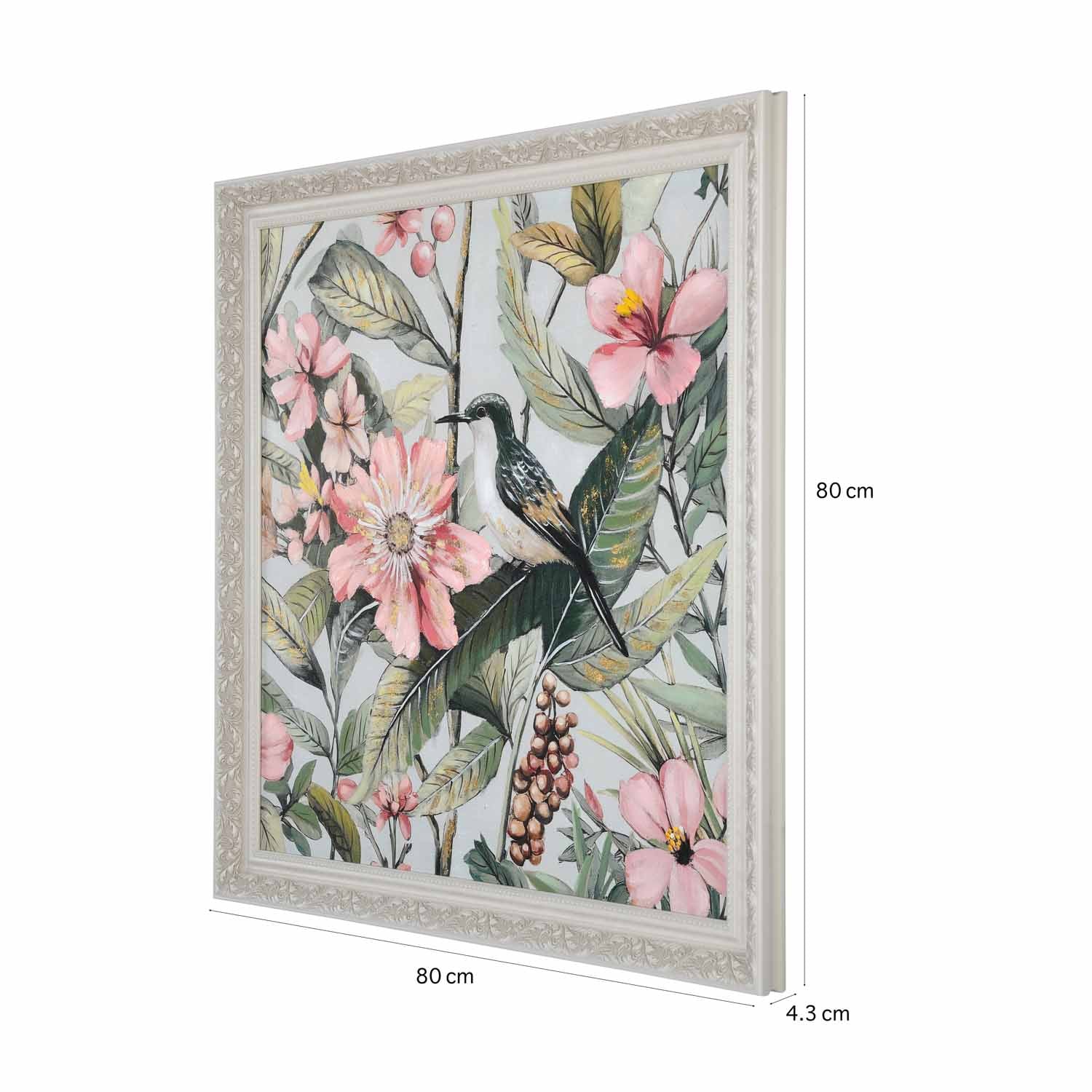 Bird in flowers Canvas Wall Painting- Blue