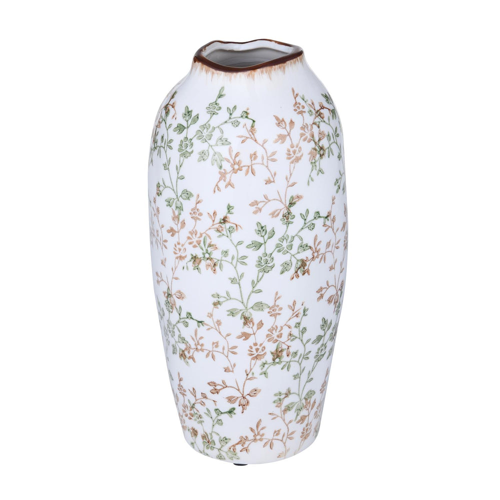 Floarl Droplet Ceramic Vase Small- Green