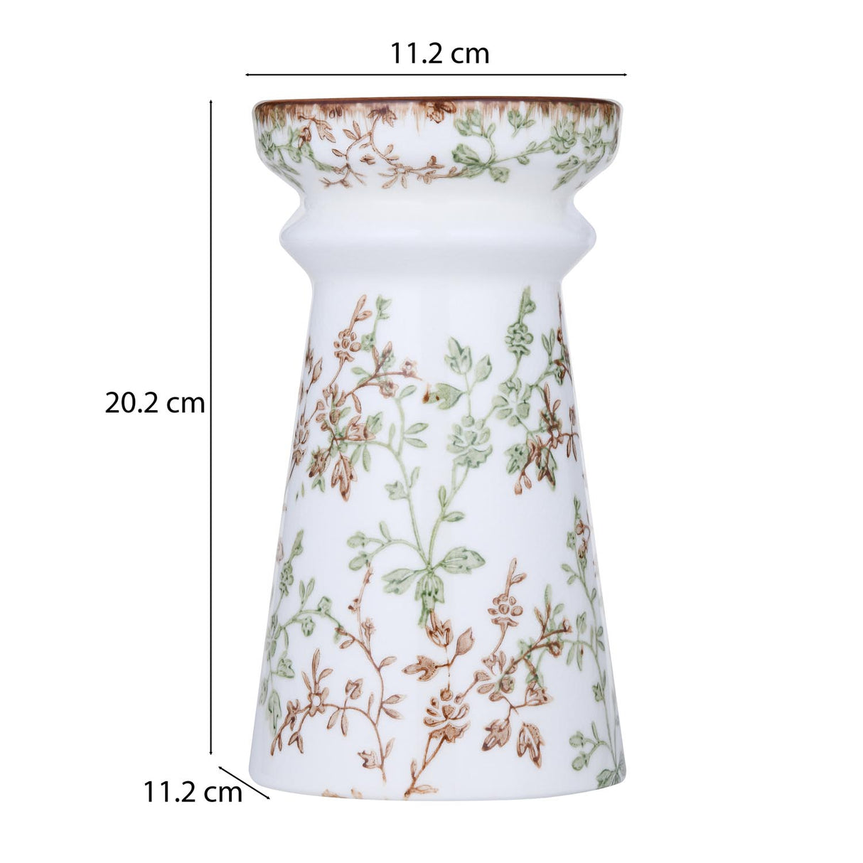 Floral Pillar Ceramic Candle Holder Large- Green