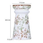 Floral Pillar Ceramic Candle Holder Large- Green