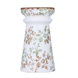 Floral Pillar Ceramic Candle Holder Large- Green