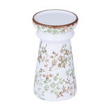 Floral Pillar Ceramic Candle Holder Large- Green