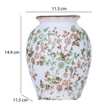 Floral Ceramic Oval Vase- Green