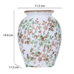 Floral Ceramic Oval Vase- Green
