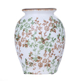 Floral Ceramic Oval Vase- Green