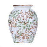 Floral Ceramic Oval Vase- Green