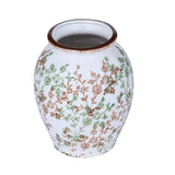 Floral Ceramic Oval Vase- Green