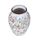 Floral Ceramic Oval Vase- Green