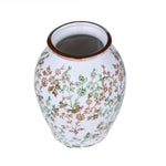 Floral Ceramic Oval Vase- Green