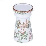 Floral Pillar Ceramic Candle Holder Small- Green