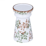 Floral Pillar Ceramic Candle Holder Small- Green