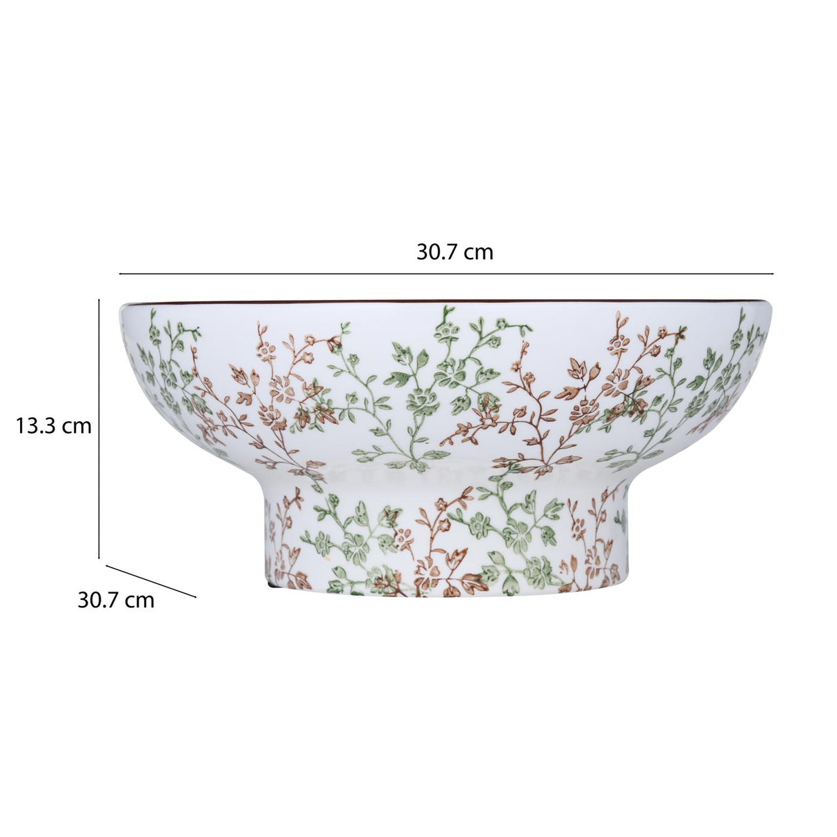 Floral Decorative Ceramic Urli- Green