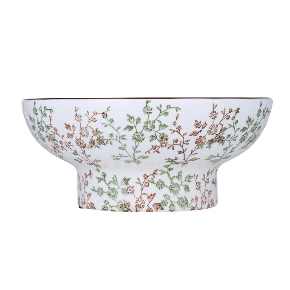 Floral Decorative Ceramic Urli- Green